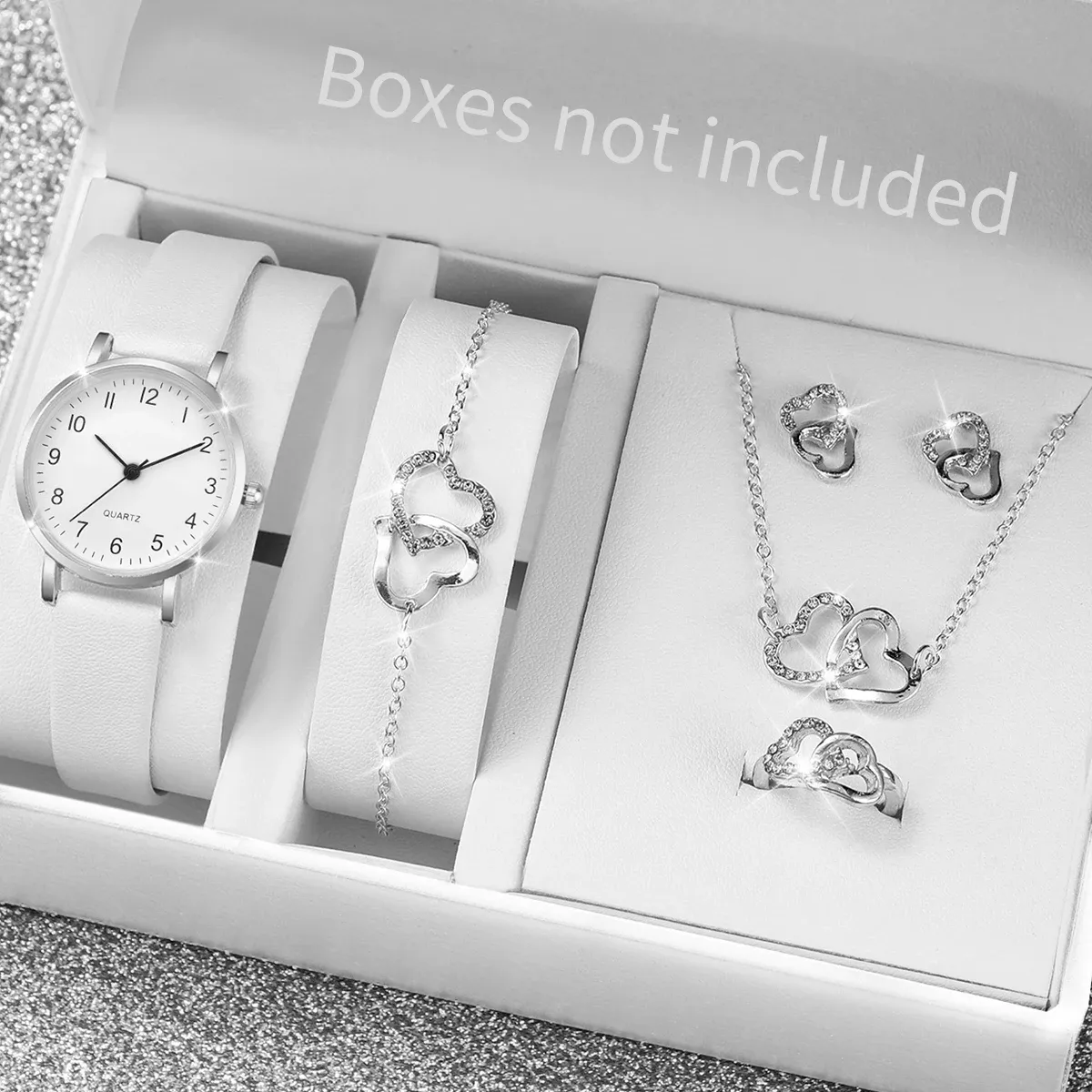 Luxury Women's Diamond Accent Quartz Watch Set - Fashion Leather Band Analog Timepiece with Elegant Jewelry Accents thumbnail 2