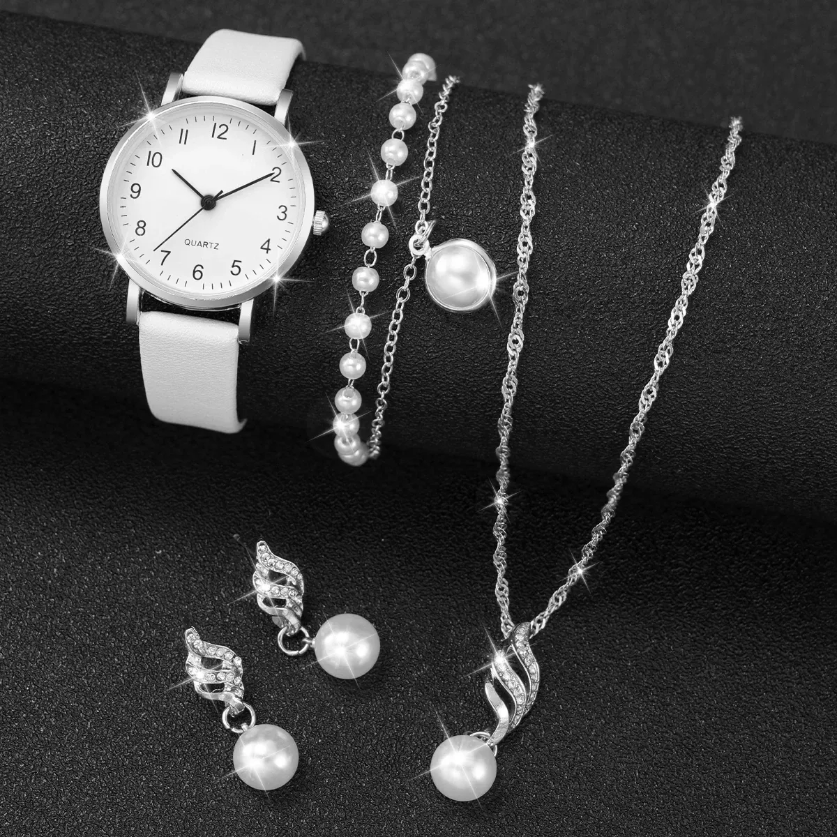 Luxury Women's Diamond Accent Quartz Watch Set - Fashion Leather Band Analog Timepiece with Elegant Jewelry Accents showcase 15