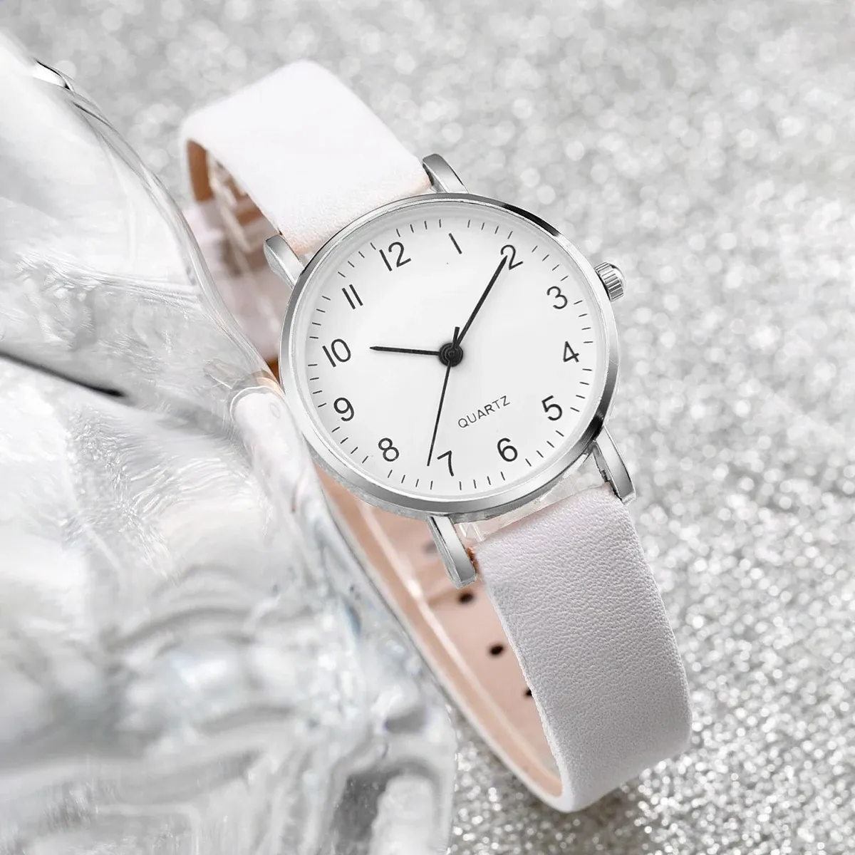 Luxury Women's Diamond Accent Quartz Watch Set - Fashion Leather Band Analog Timepiece with Elegant Jewelry Accents showcase 22