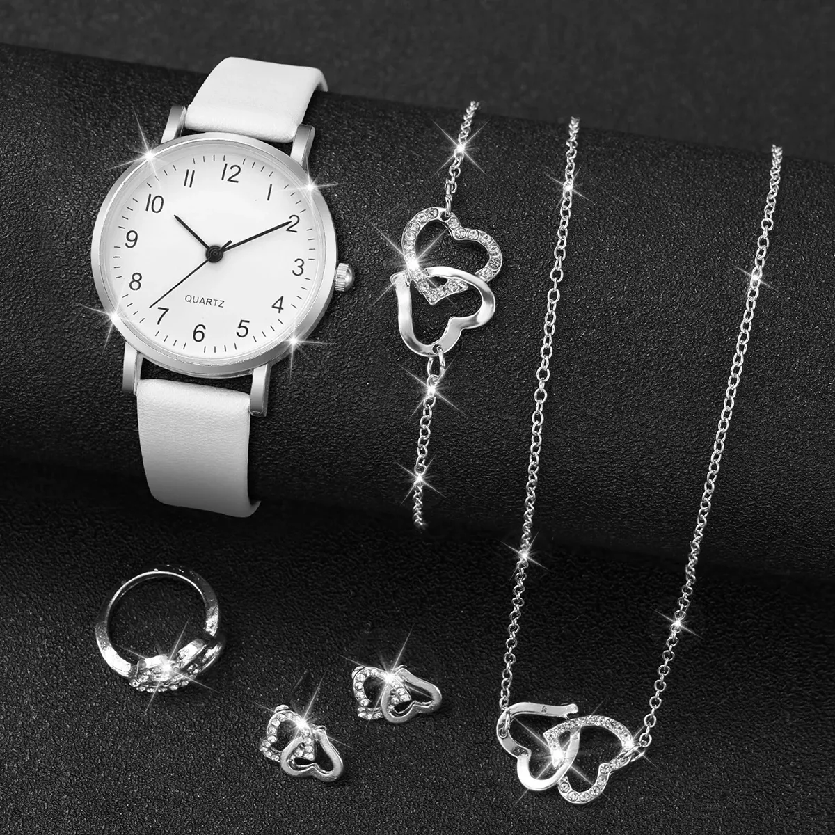 Luxury Women's Diamond Accent Quartz Watch Set - Fashion Leather Band Analog Timepiece with Elegant Jewelry Accents showcase 14