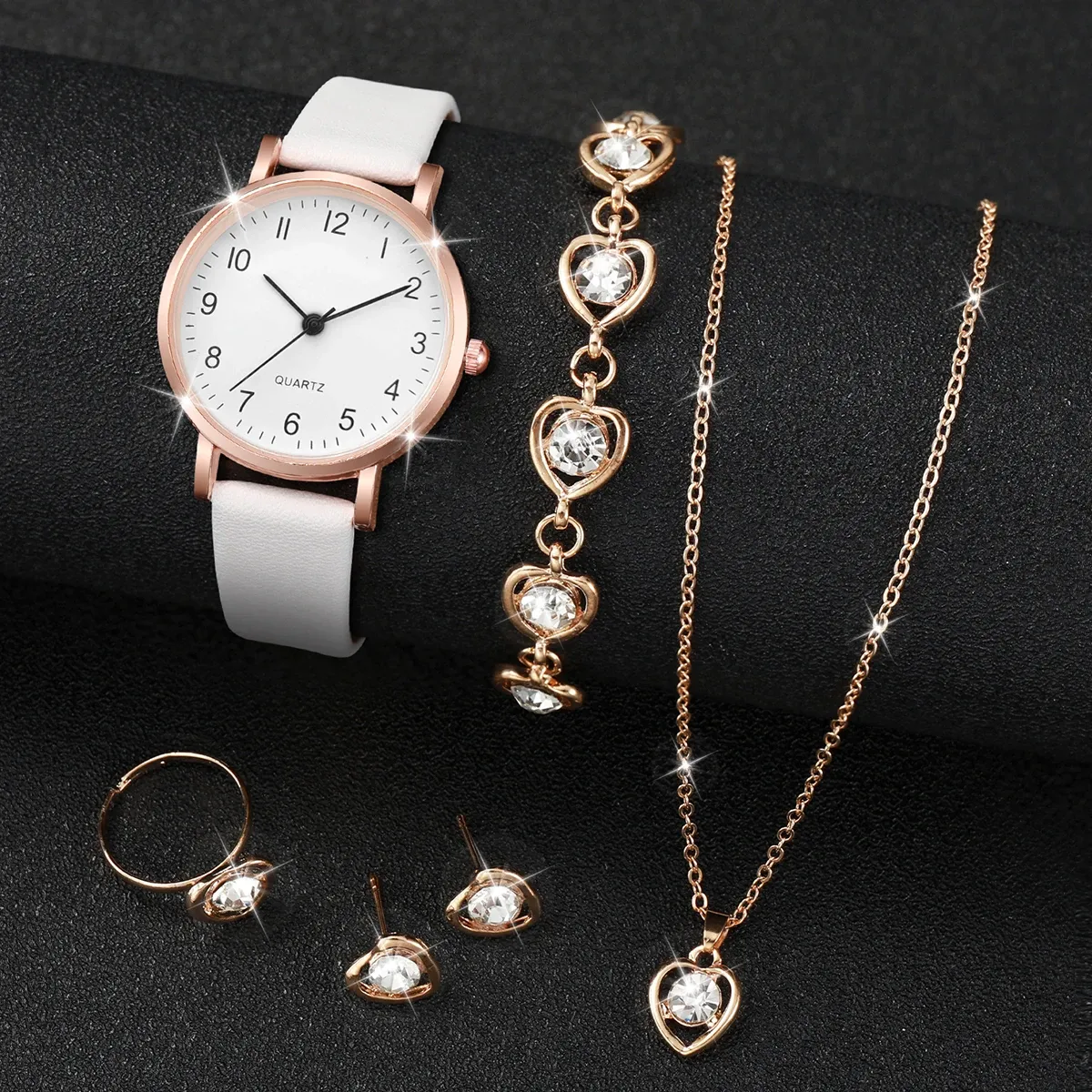 Luxury Women's Diamond Accent Quartz Watch Set - Fashion Leather Band Analog Timepiece with Elegant Jewelry Accents showcase 19