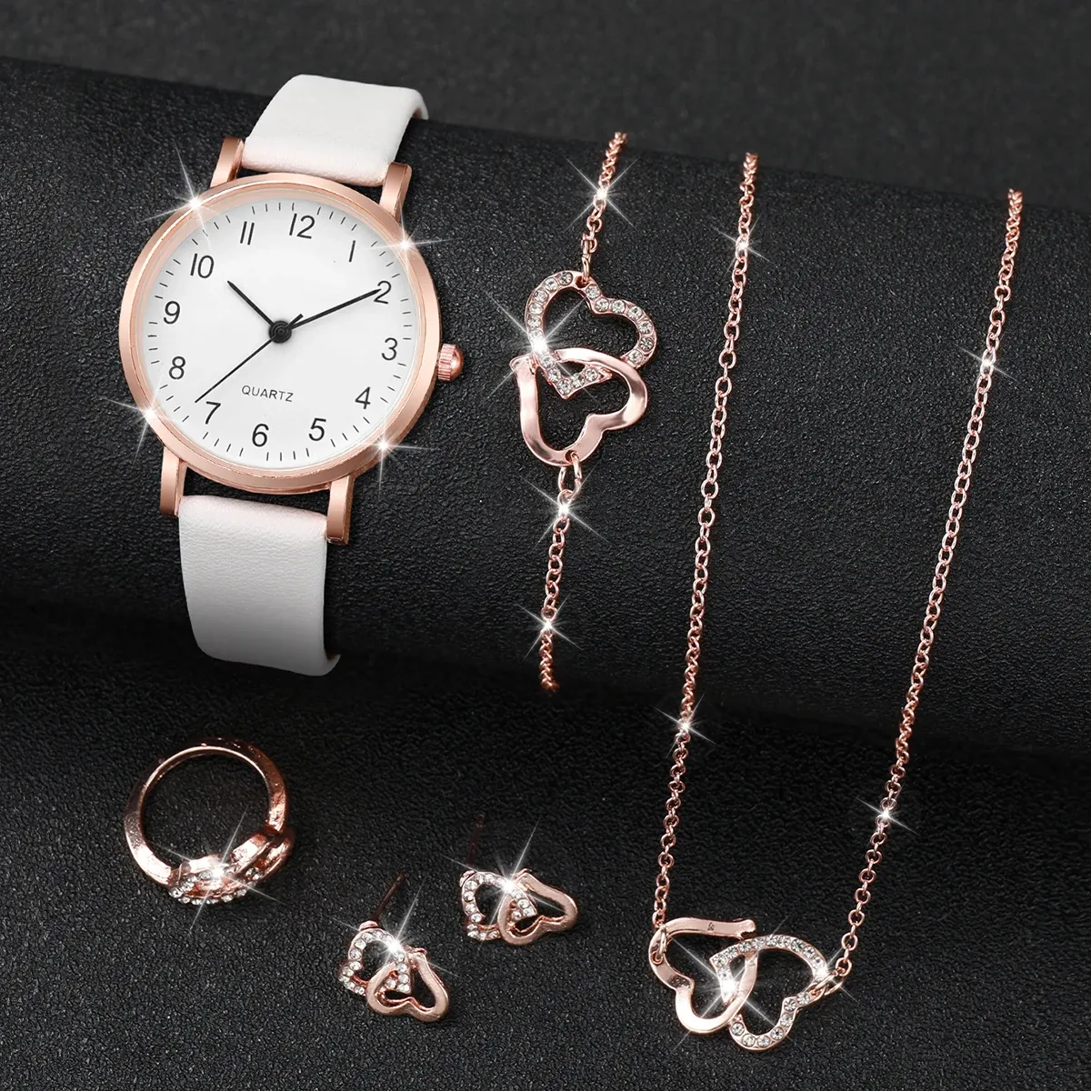 Luxury Women's Diamond Accent Quartz Watch Set - Fashion Leather Band Analog Timepiece with Elegant Jewelry Accents showcase 18
