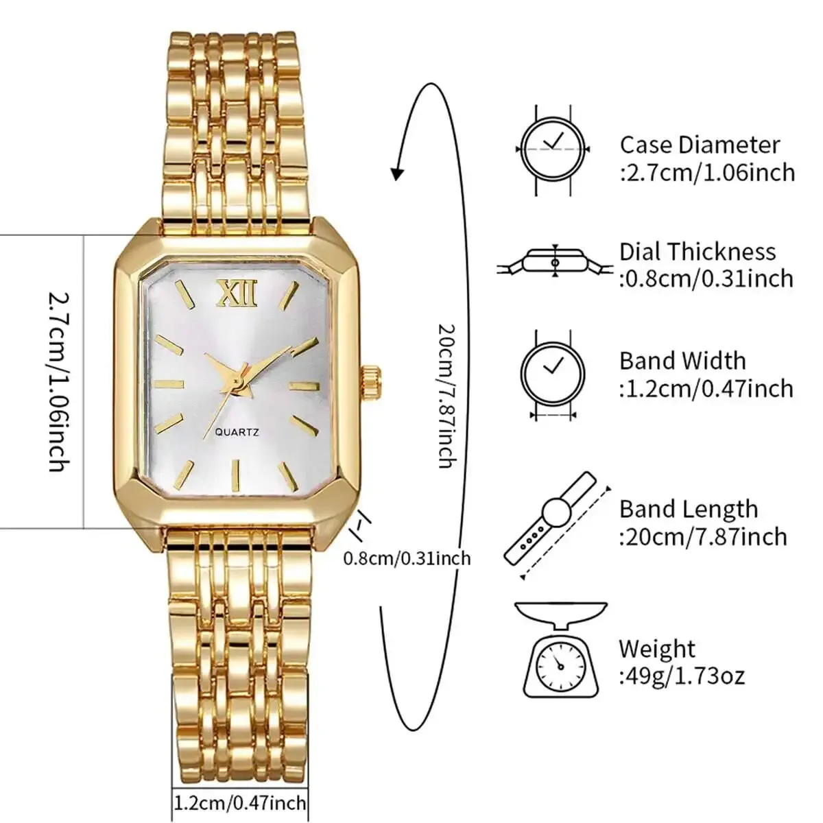 Luxury Rectangle Women's Quartz Watch - Fashionable Analog Wristwatch with Alloy Band, CE Certified, Ideal Gift for Girls thumbnail 6