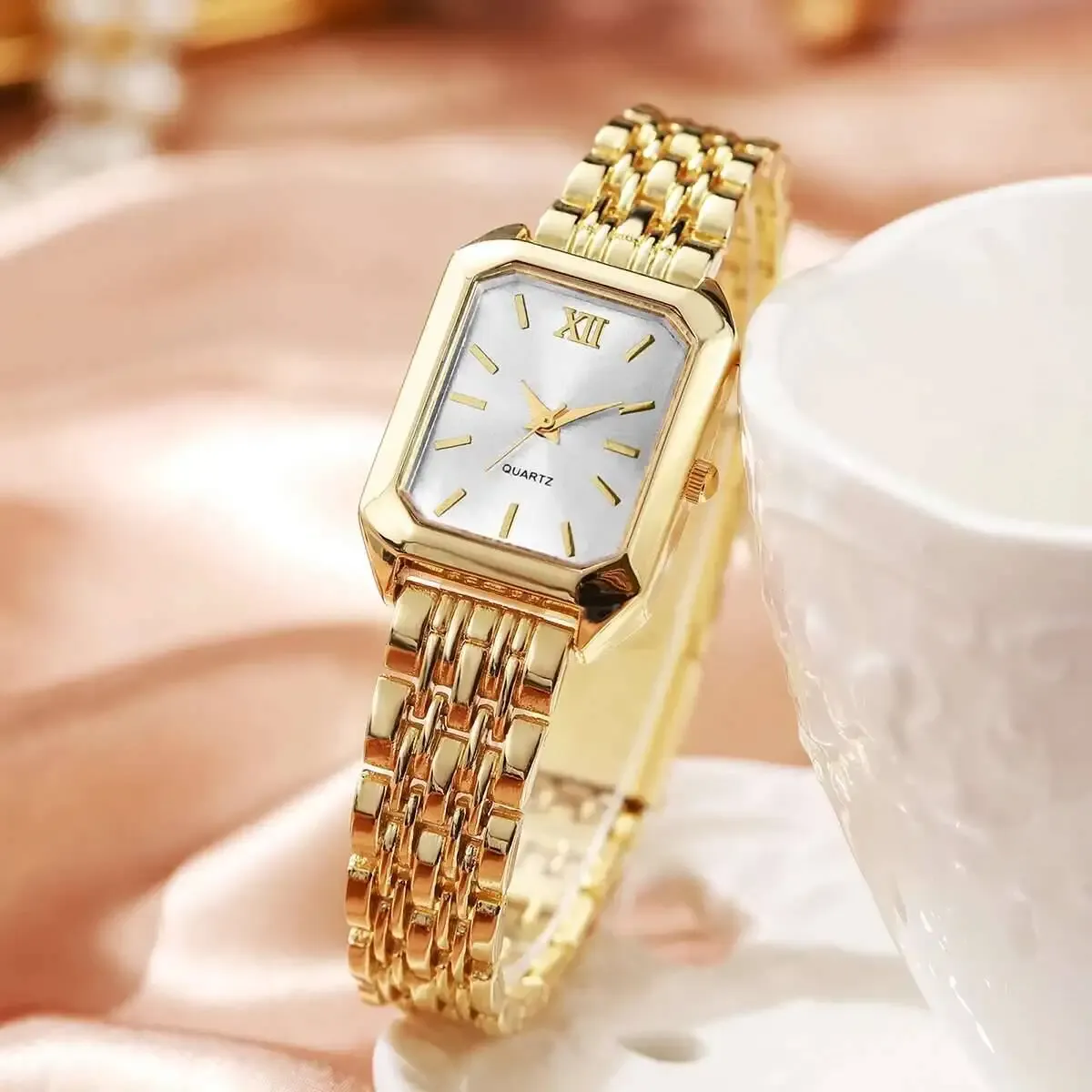 Luxury Rectangle Women's Quartz Watch - Fashionable Analog Wristwatch with Alloy Band, CE Certified, Ideal Gift for Girls showcase 15
