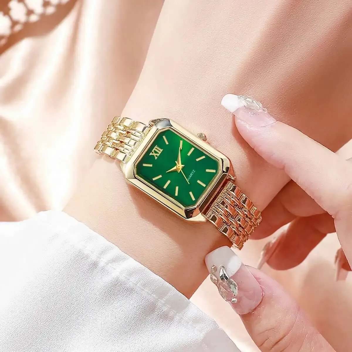 Luxury Rectangle Women's Quartz Watch - Fashionable Analog Wristwatch with Alloy Band, CE Certified, Ideal Gift for Girls showcase 12