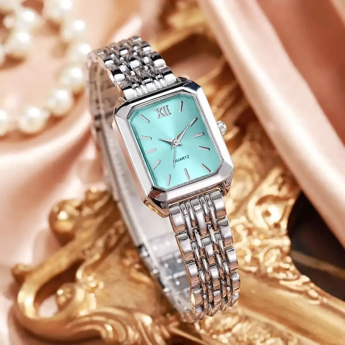 Luxury Rectangle Women's Quartz Watch - Fashionable Analog Wristwatch with Alloy Band, CE Certified, Ideal Gift for Girls showcase 16