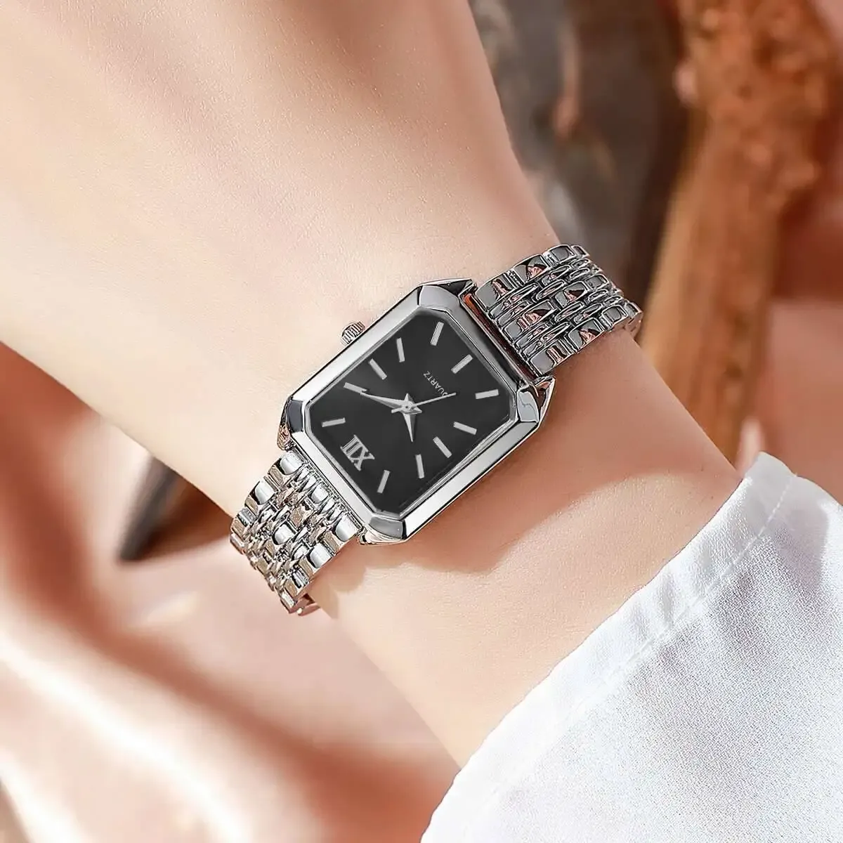 Luxury Rectangle Women's Quartz Watch - Fashionable Analog Wristwatch with Alloy Band, CE Certified, Ideal Gift for Girls showcase 13