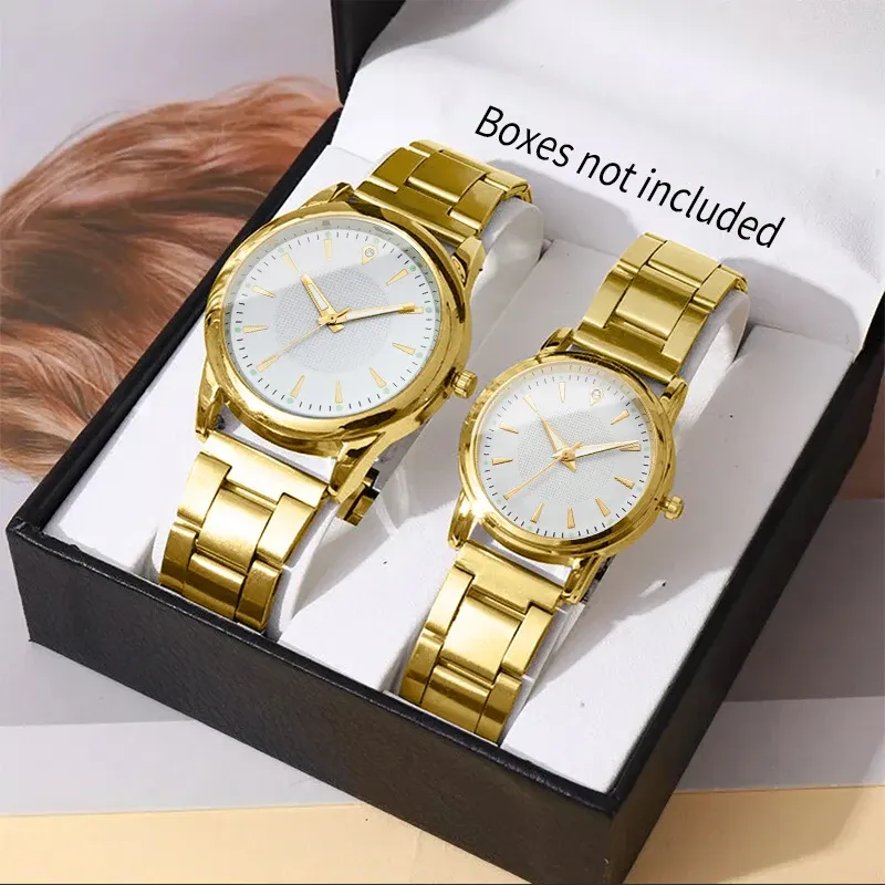 2PCS Couple's Quartz Watch Set for Men & Women - Fashionable Analog Business Style, Durable Alloy Case, CE Certified, Water Resistant for Daily Wear - Image 3