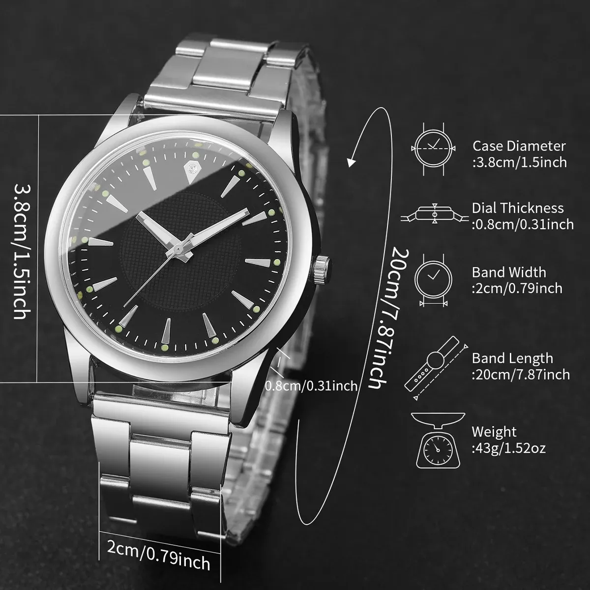 2PCS Couple's Quartz Watch Set for Men & Women - Fashionable Analog Business Style, Durable Alloy Case, CE Certified, Water Resistant for Daily Wear showcase 13