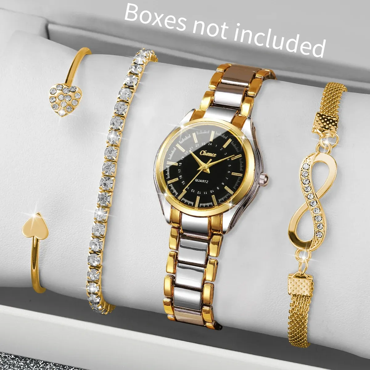 Luxury Women's Watch & Bracelet Set - Fashionable Analog Quartz Wristwatch with Small Dial, PU Leather Band, CE Certified - Ideal Gift for Ladies showcase 1