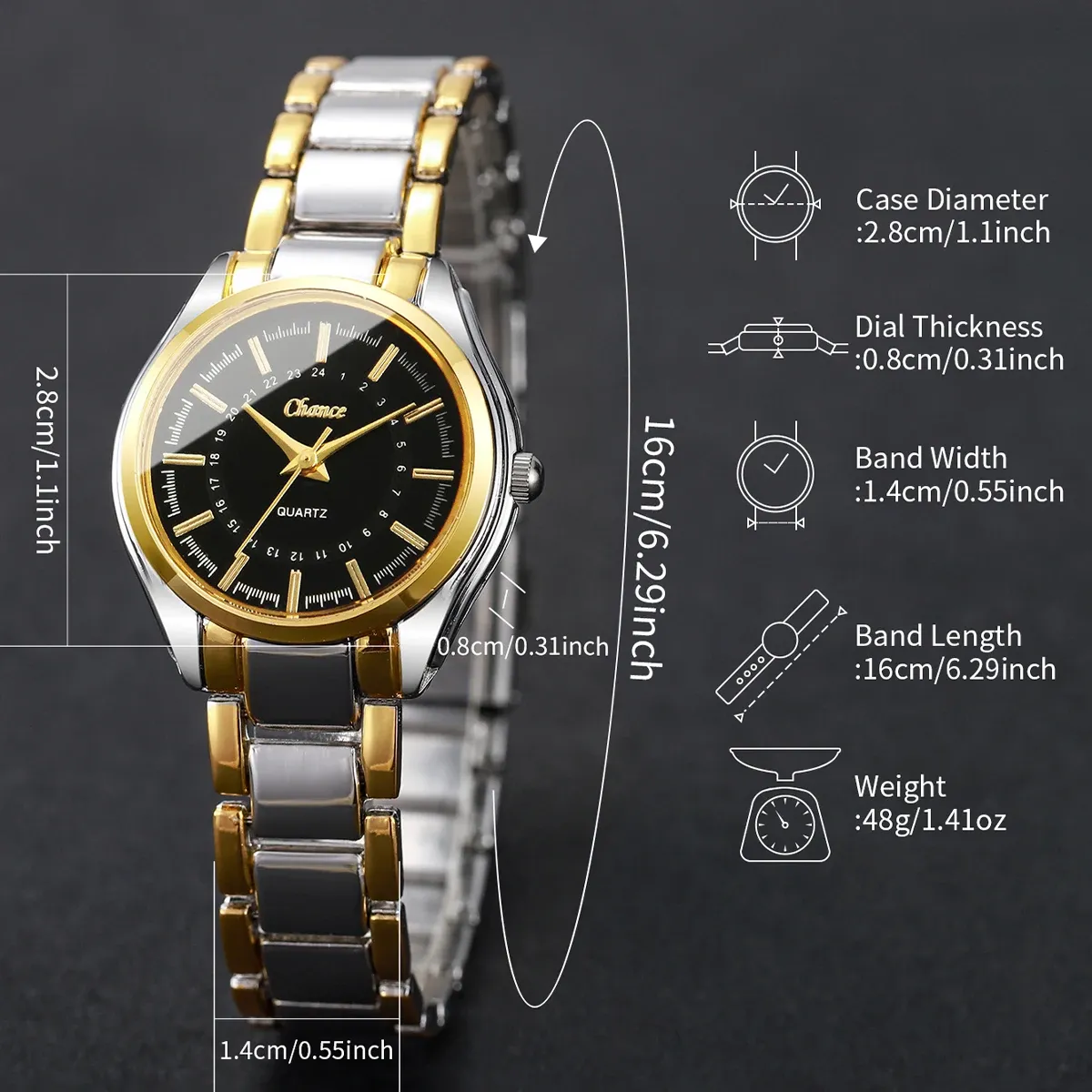 Luxury Women's Watch & Bracelet Set - Fashionable Analog Quartz Wristwatch with Small Dial, PU Leather Band, CE Certified - Ideal Gift for Ladies showcase 8