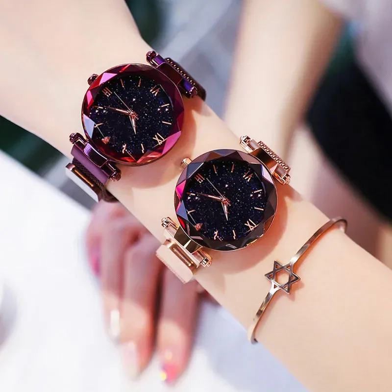 Women's Starry Sky Watch with Magnet Buckle Mesh Belt - Diamond Accents, Quartz Movement, Fashion Dress Clock for Everyday Elegance thumbnail 6