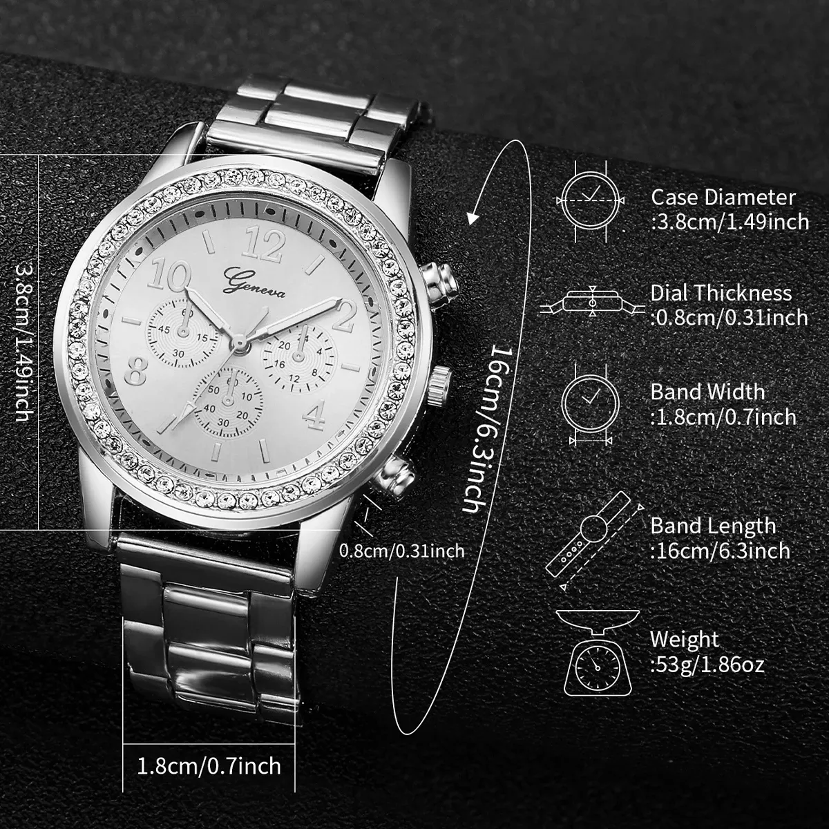 Luxury Women's Rhinestone Watch & Bracelet Set - Fashion Steel Band Quartz Timepiece for Ladies, Elegant Gift (Box Not Included) showcase 22