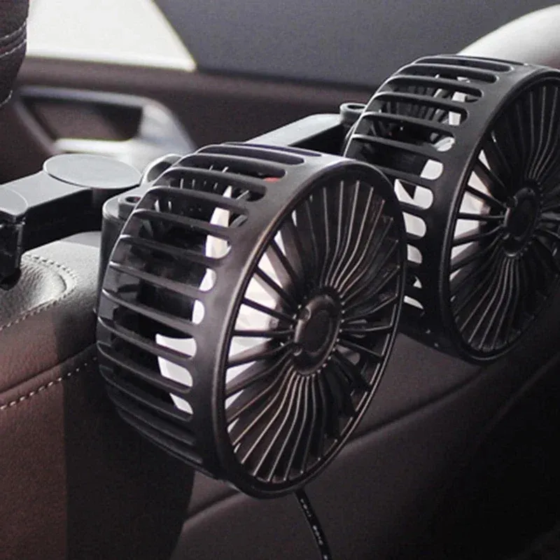 Portable USB Automotive Fan 360 Degree Rotatable Dual Head Electric Air Conditioner Seat Fan for Home Office 3 Speed Options showcase 3