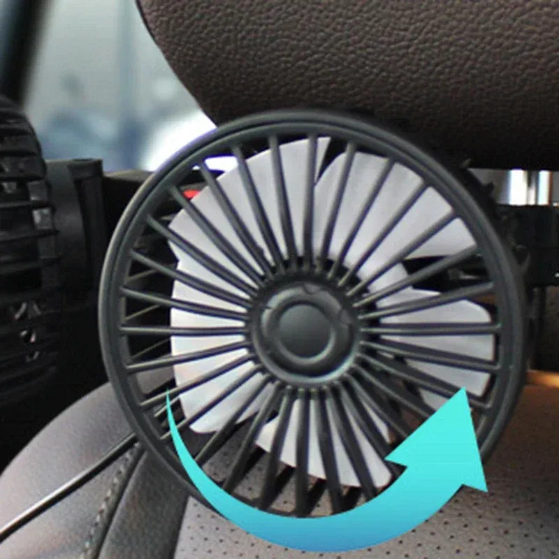 Portable USB Automotive Fan 360 Degree Rotatable Dual Head Electric Air Conditioner Seat Fan for Home Office 3 Speed Options showcase 6
