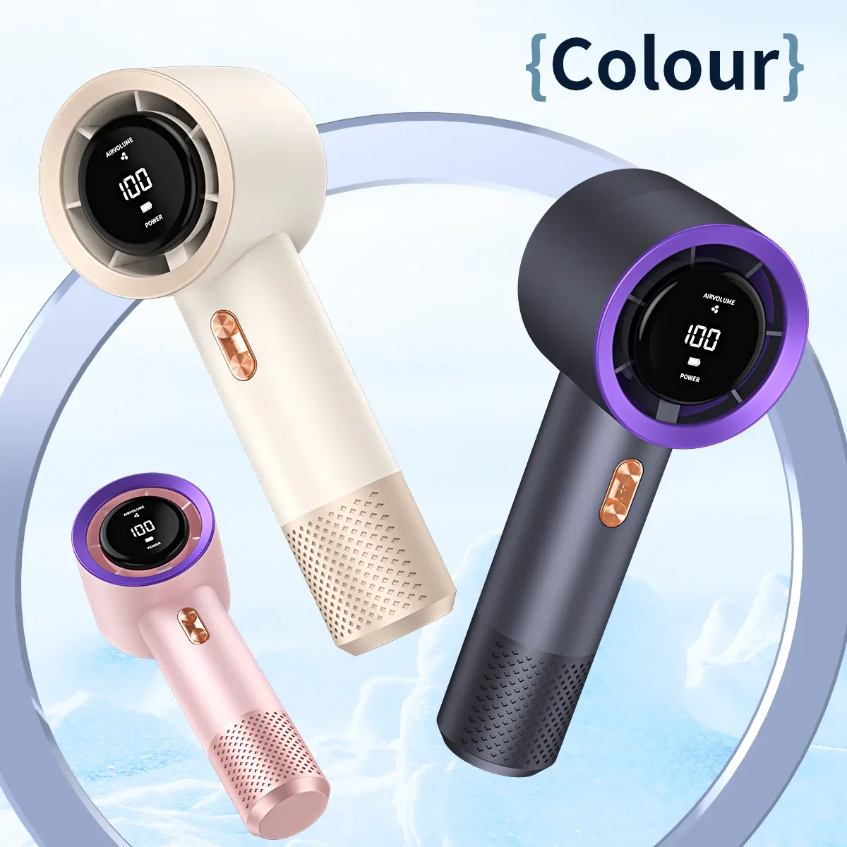 Portable Mini Air Conditioner Fan, Handheld High-Speed Cooling Fan with 6 Blades and 199 Levels of Infinite Speed Adjustment, Personal Cooling Device for Home, Office, and Travel thumbnail 1