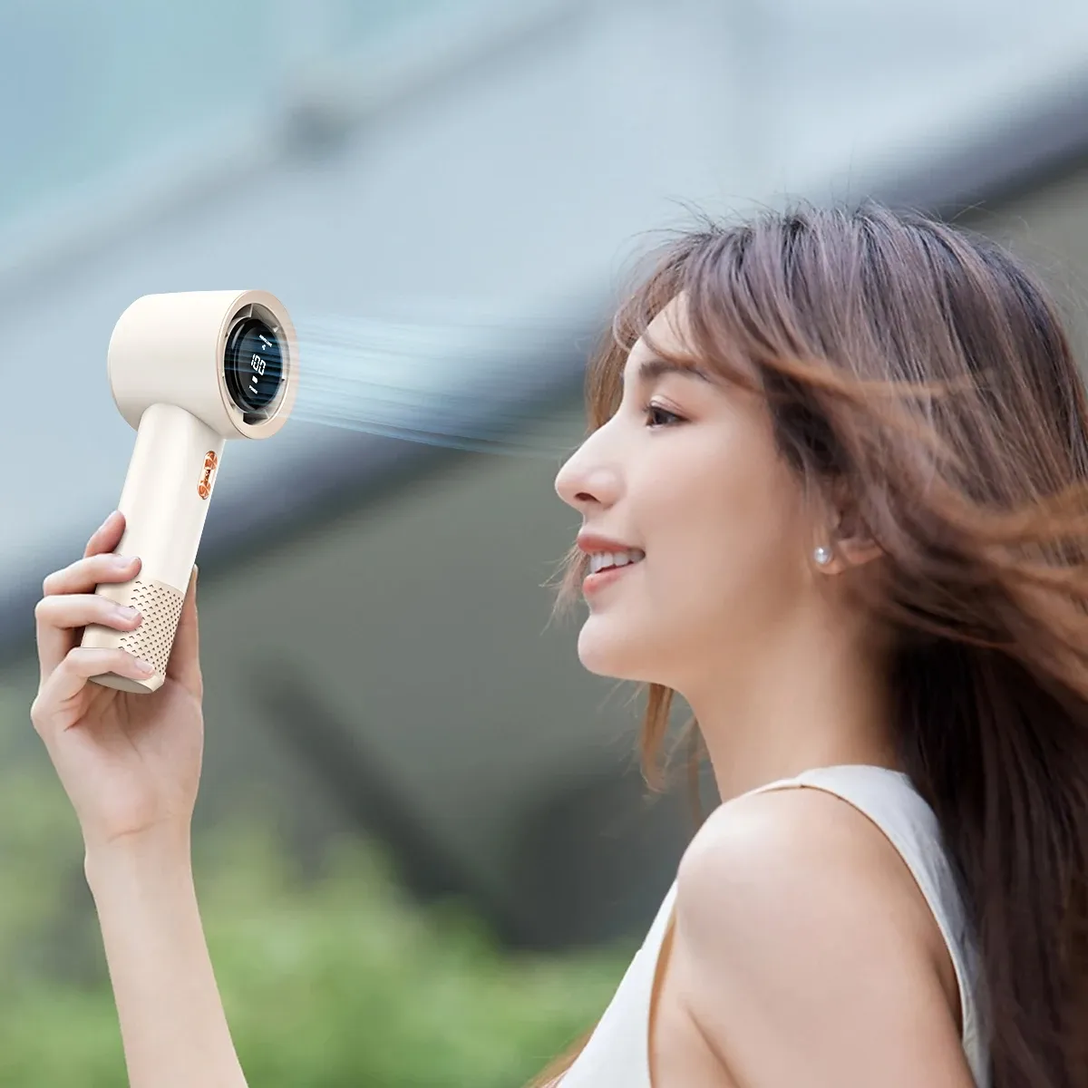 Portable Mini Air Conditioner Fan, Handheld High-Speed Cooling Fan with 6 Blades and 199 Levels of Infinite Speed Adjustment, Personal Cooling Device for Home, Office, and Travel thumbnail 4