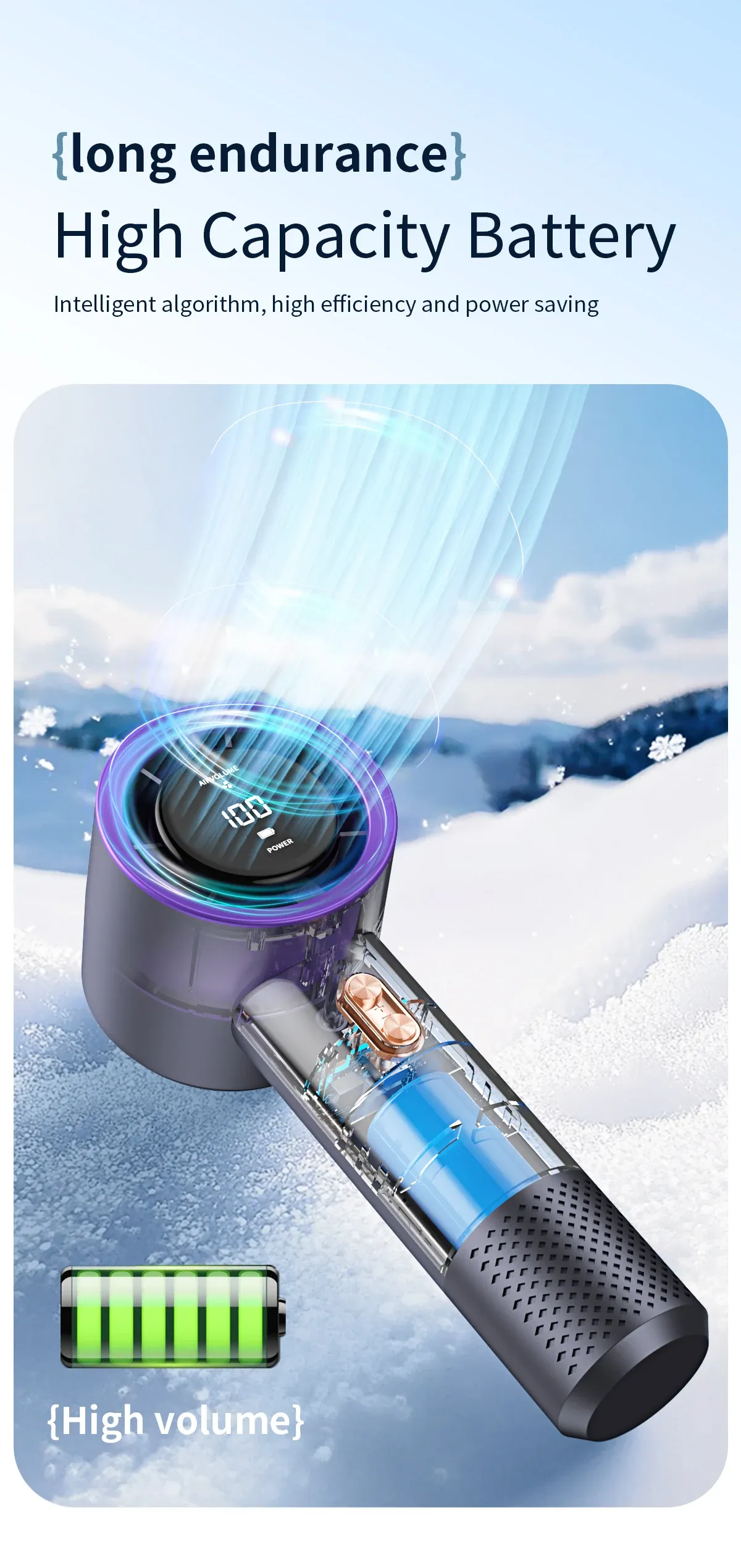Portable Mini Air Conditioner Fan, Handheld High-Speed Cooling Fan with 6 Blades and 199 Levels of Infinite Speed Adjustment, Personal Cooling Device for Home, Office, and Travel showcase 6