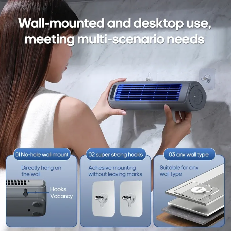 KINSCOTER Portable Air Conditioner Fan with 2000mAh Battery, 3-Speed Quiet Desktop Tower Fan, Wall Mountable, Rechargeable for Home, Office, Dorm thumbnail 4