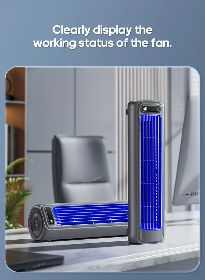 KINSCOTER Portable Air Conditioner Fan with 2000mAh Battery, 3-Speed Quiet Desktop Tower Fan, Wall Mountable, Rechargeable for Home, Office, Dorm showcase 18