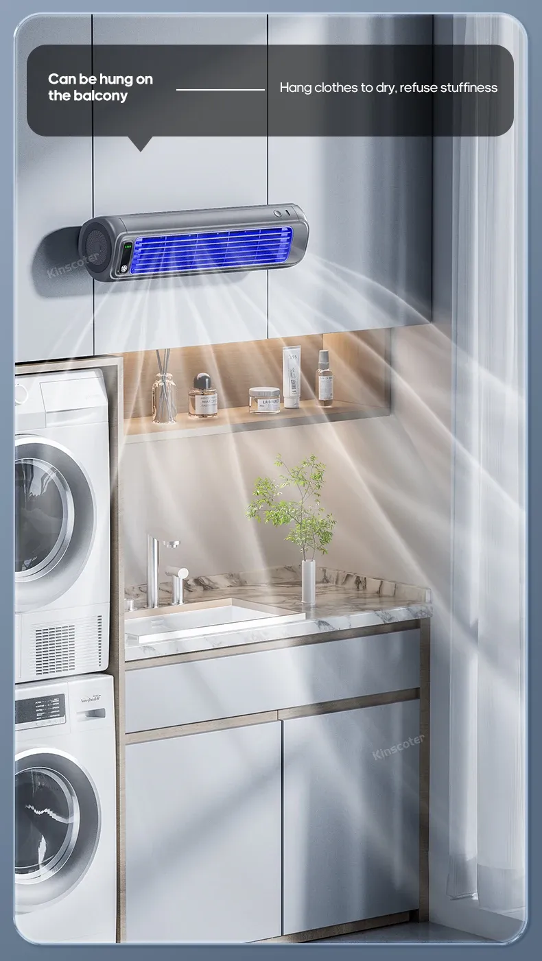 KINSCOTER Portable Air Conditioner Fan with 2000mAh Battery, 3-Speed Quiet Desktop Tower Fan, Wall Mountable, Rechargeable for Home, Office, Dorm showcase 10