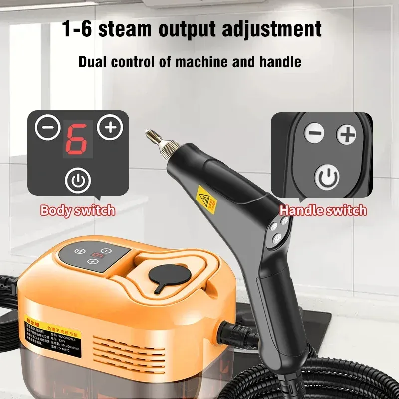 Portable Handheld Steam Cleaner 2500W 110V/220V with 1200ml Tank, 105°C High-Temp Steam, 6-Gear Adjustment for Kitchen, AC, Car Cleaning thumbnail 2