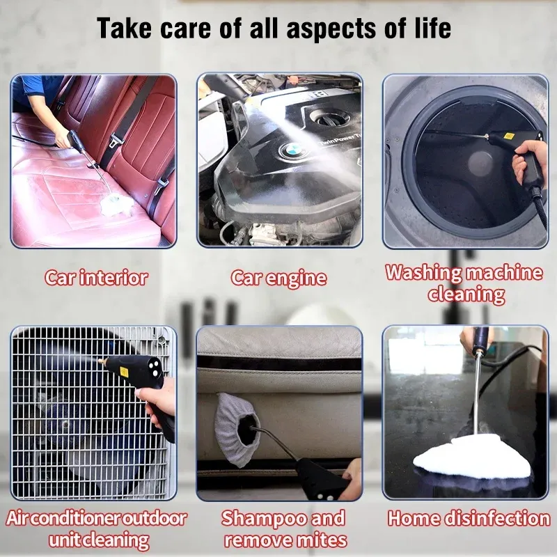 Portable Handheld Steam Cleaner 2500W 110V/220V with 1200ml Tank, 105°C High-Temp Steam, 6-Gear Adjustment for Kitchen, AC, Car Cleaning thumbnail 4