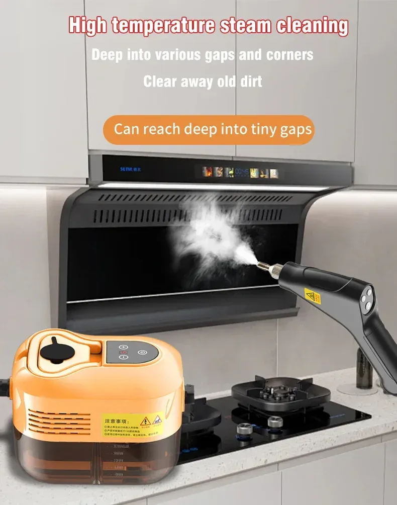 Portable Handheld Steam Cleaner 2500W 110V/220V with 1200ml Tank, 105°C High-Temp Steam, 6-Gear Adjustment for Kitchen, AC, Car Cleaning showcase 1