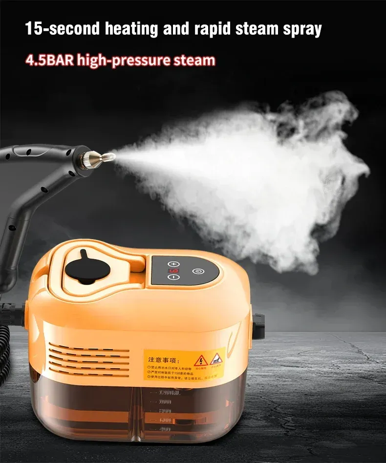 Portable Handheld Steam Cleaner 2500W 110V/220V with 1200ml Tank, 105°C High-Temp Steam, 6-Gear Adjustment for Kitchen, AC, Car Cleaning showcase 6