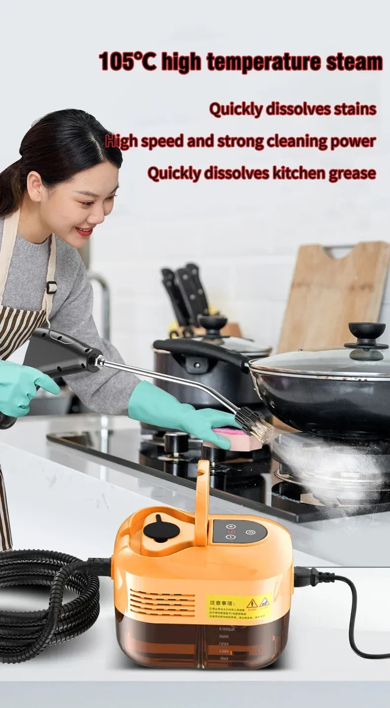 Portable Handheld Steam Cleaner 2500W 110V/220V with 1200ml Tank, 105°C High-Temp Steam, 6-Gear Adjustment for Kitchen, AC, Car Cleaning showcase 3