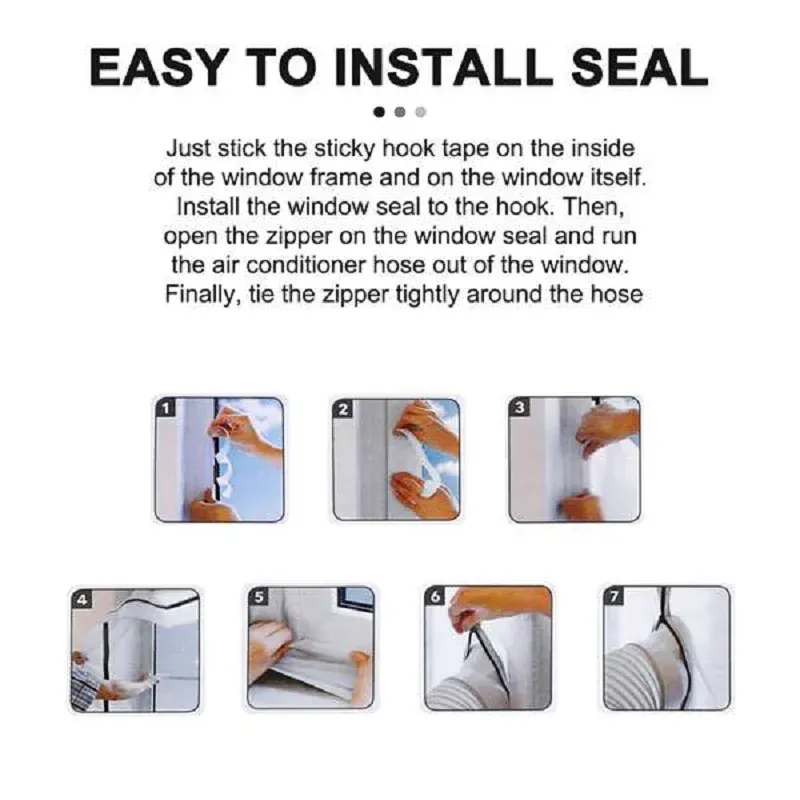 Portable Air Conditioner Window Seal Kit - 400cm Flexible Cloth Airlock Seal with Zip for Easy Installation, Keeps Cool Air In and Hot Air Out, Durable Nylon Material for Most Windows showcase 7