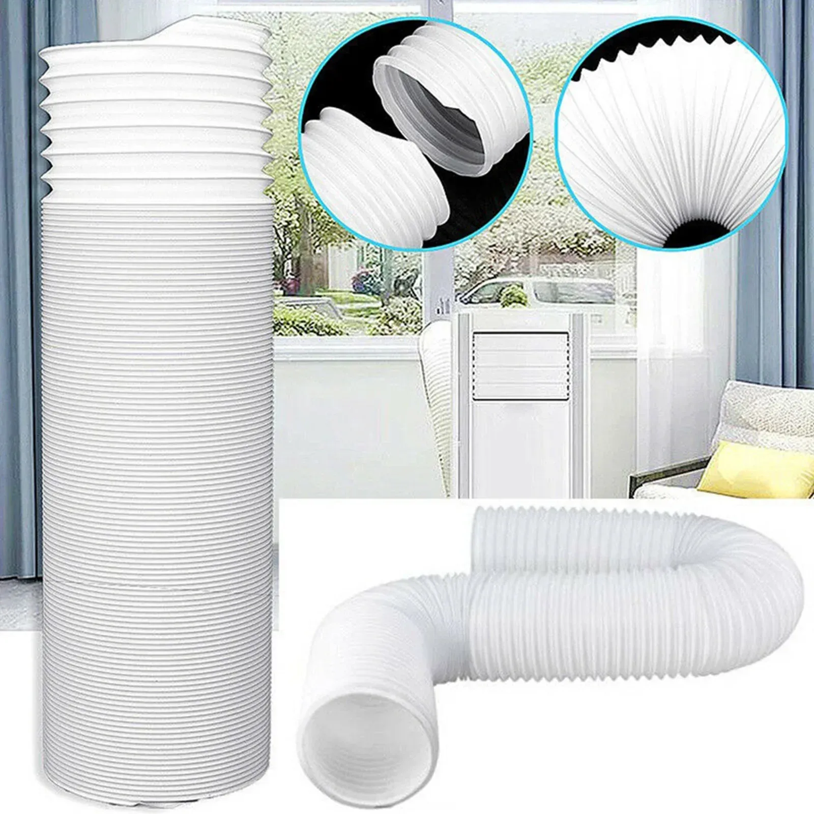 Universal Portable Air Conditioner Window Vent Kit - Adjustable Exhaust Hose, Window Seal Baffle, Duct Extension Pipe for Easy AC Installation thumbnail 2