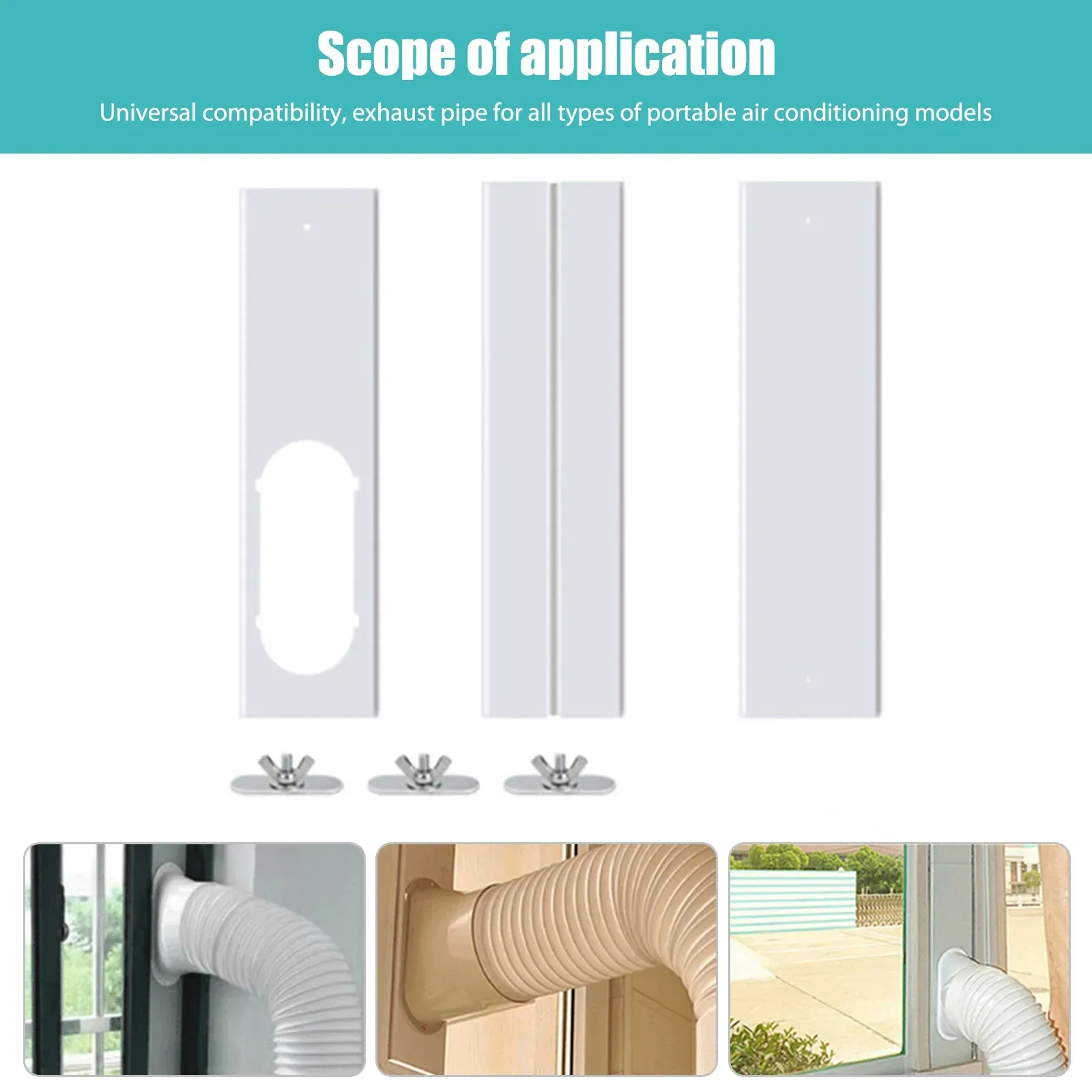 Universal Portable Air Conditioner Window Vent Kit - Adjustable Exhaust Hose, Window Seal Baffle, Duct Extension Pipe for Easy AC Installation thumbnail 4