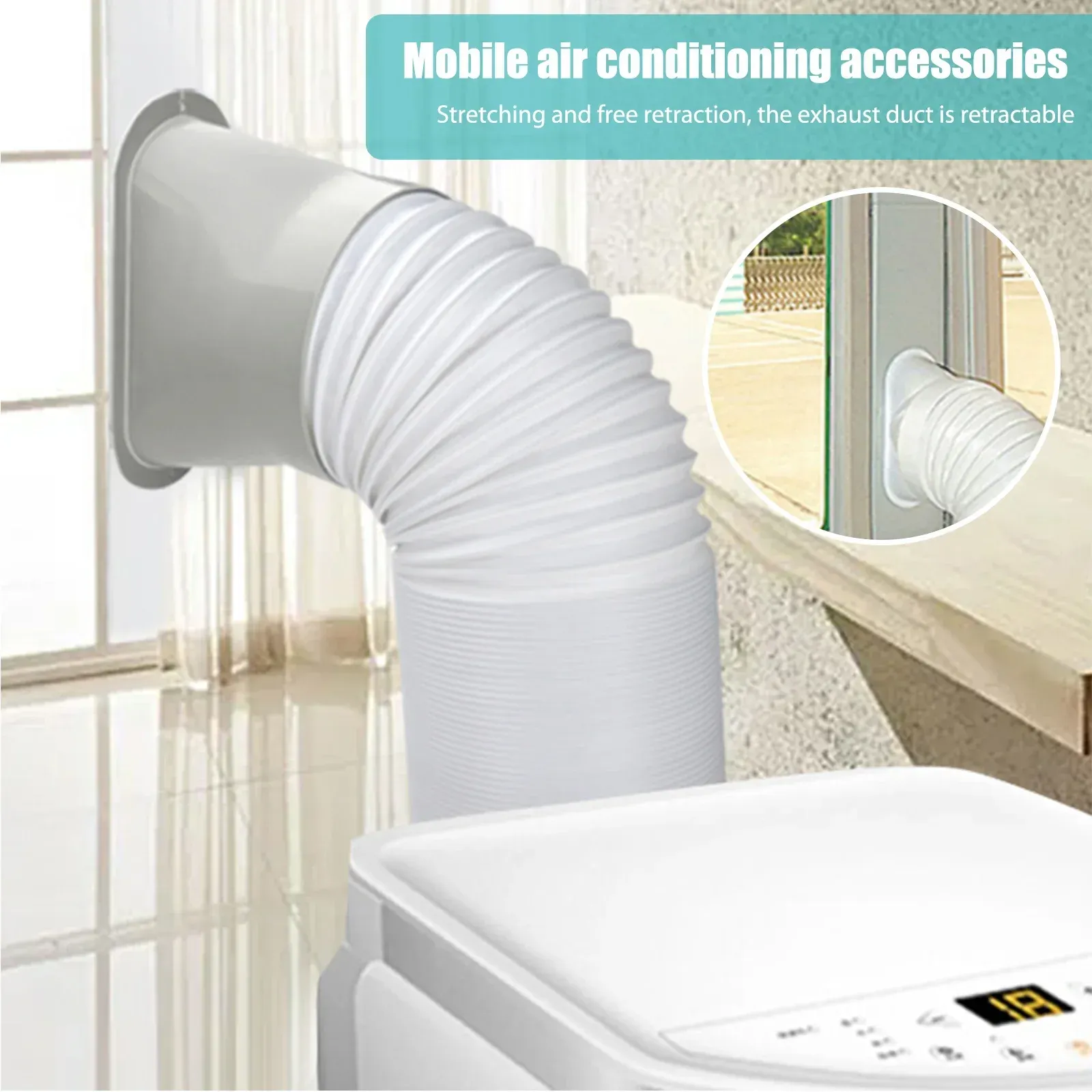Universal Portable Air Conditioner Window Vent Kit - Adjustable Exhaust Hose, Window Seal Baffle, Duct Extension Pipe for Easy AC Installation thumbnail 3