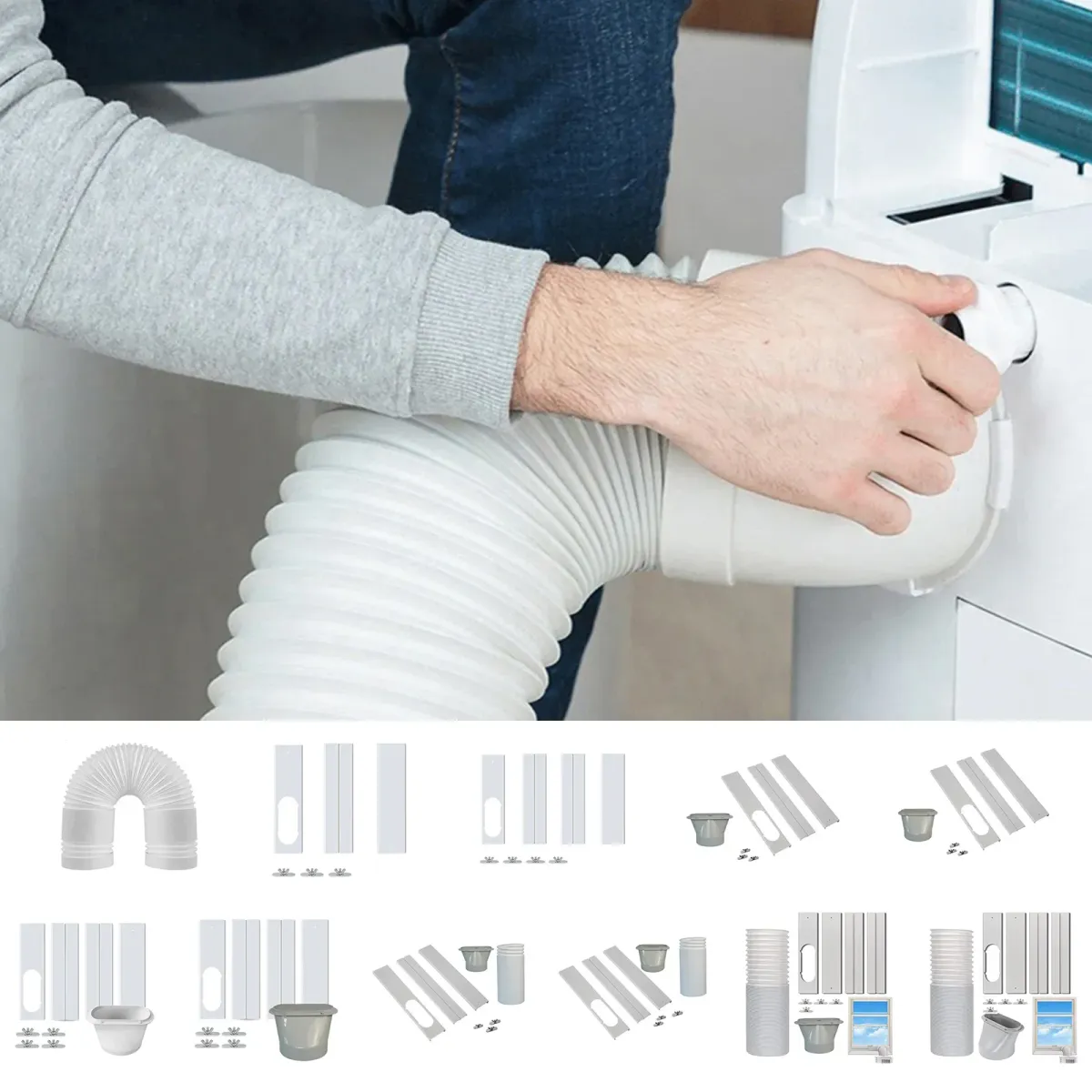 Universal Portable Air Conditioner Window Vent Kit - Adjustable Exhaust Hose, Window Seal Baffle, Duct Extension Pipe for Easy AC Installation showcase 13