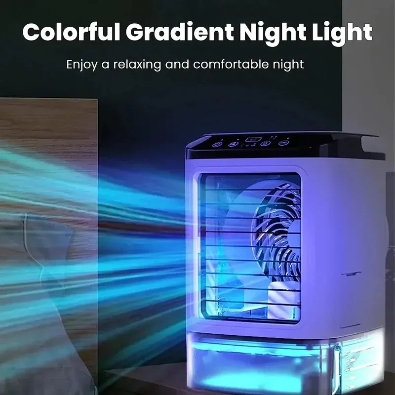 Portable Air Conditioner Fan with Dual Spray Humidifier, 3-Speed Mute Desktop Cooler, Night Light, USB Electric Fan for Home Office thumbnail 3