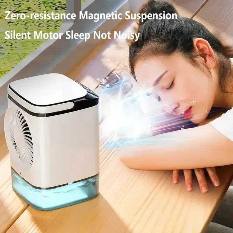 Portable Air Conditioner Fan with Dual Spray Humidifier, 3-Speed Mute Desktop Cooler, Night Light, USB Electric Fan for Home Office thumbnail 6