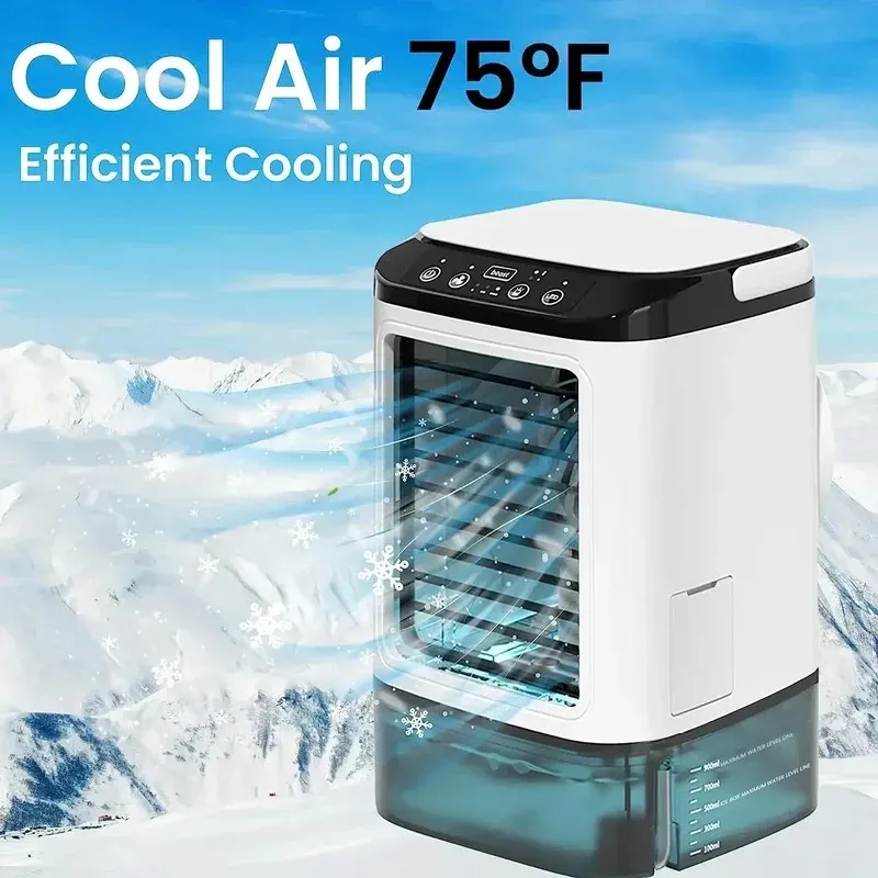 Portable Air Conditioner Fan with Dual Spray Humidifier, 3-Speed Mute Desktop Cooler, Night Light, USB Electric Fan for Home Office thumbnail 1