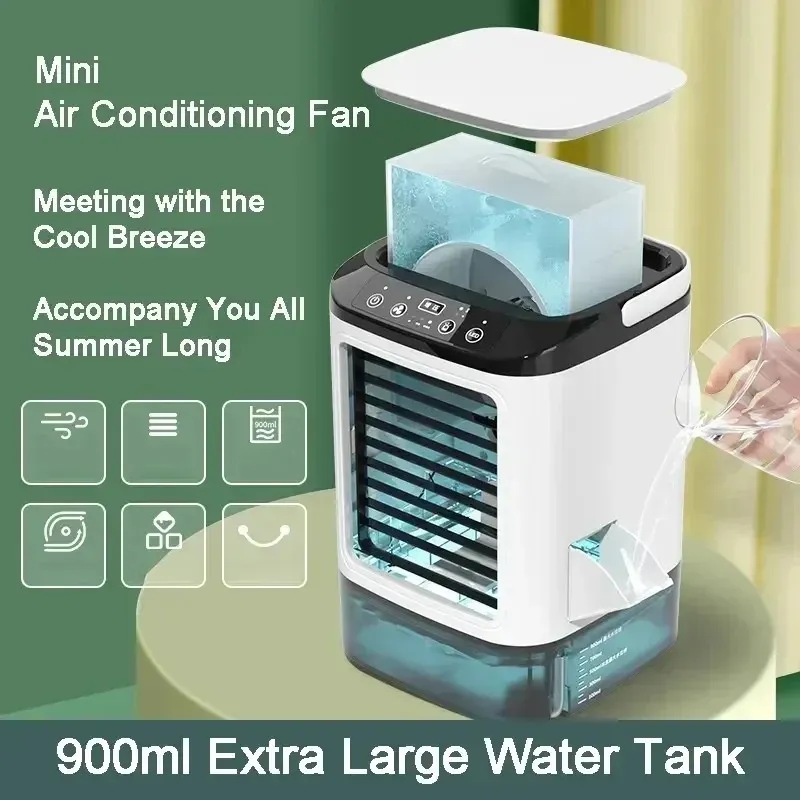 Portable Air Conditioner Fan with Dual Spray Humidifier, 3-Speed Mute Desktop Cooler, Night Light, USB Electric Fan for Home Office thumbnail 5
