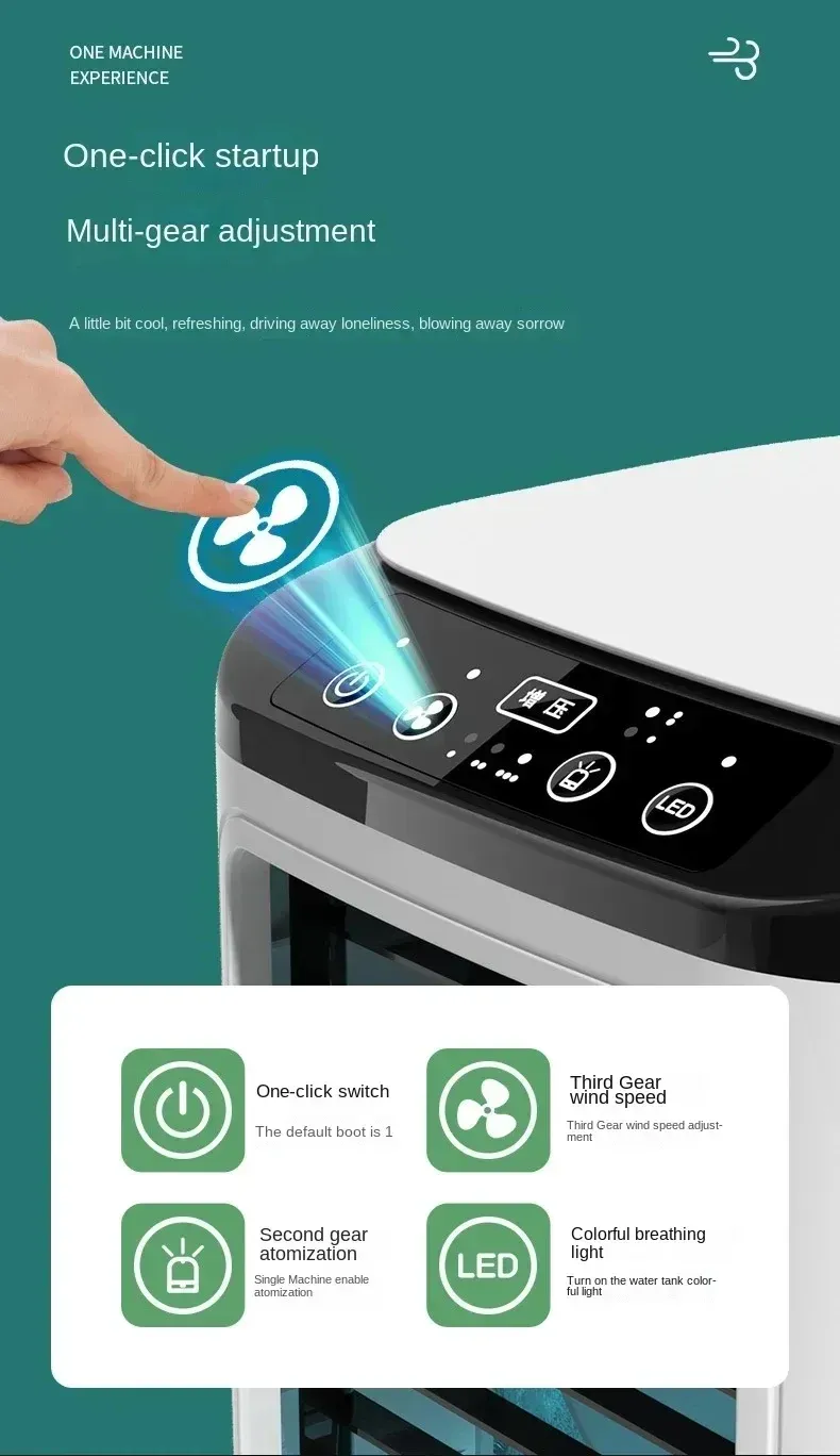 Portable Air Conditioner Fan with Dual Spray Humidifier, 3-Speed Mute Desktop Cooler, Night Light, USB Electric Fan for Home Office showcase 9