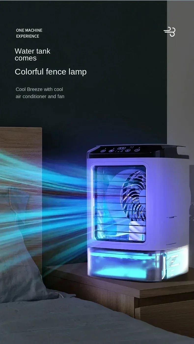 Portable Air Conditioner Fan with Dual Spray Humidifier, 3-Speed Mute Desktop Cooler, Night Light, USB Electric Fan for Home Office showcase 10