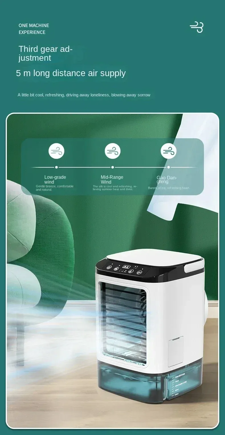 Portable Air Conditioner Fan with Dual Spray Humidifier, 3-Speed Mute Desktop Cooler, Night Light, USB Electric Fan for Home Office showcase 8