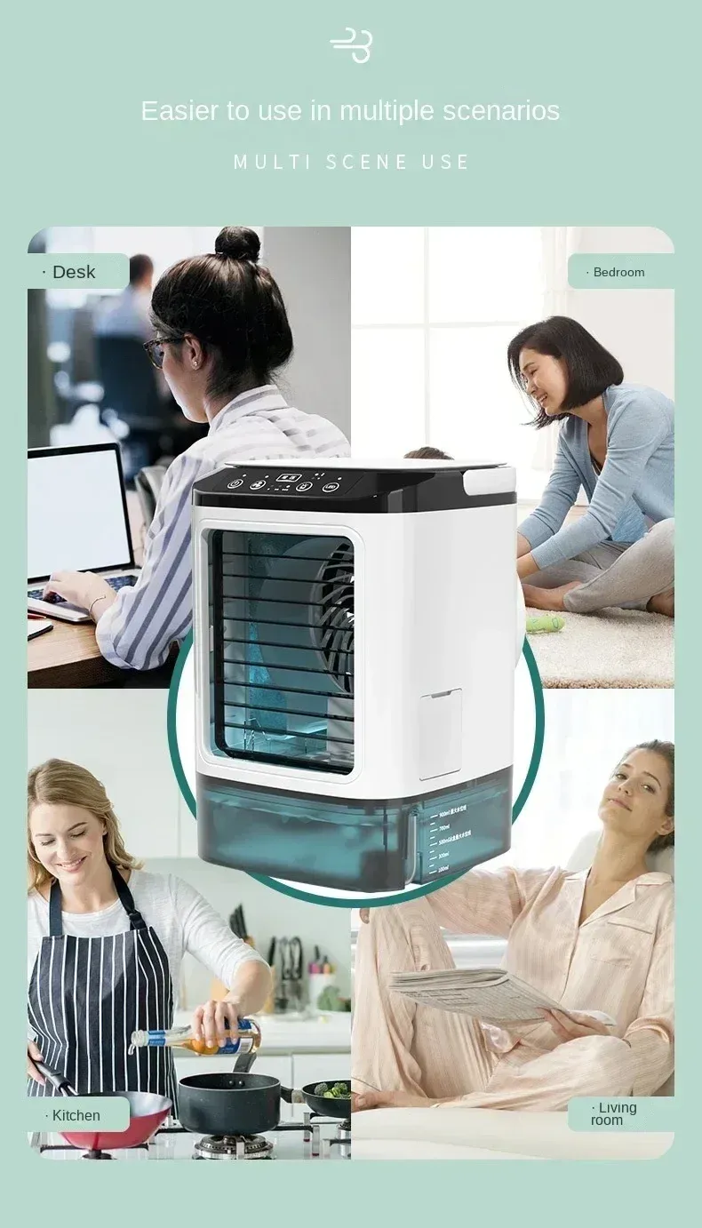 Portable Air Conditioner Fan with Dual Spray Humidifier, 3-Speed Mute Desktop Cooler, Night Light, USB Electric Fan for Home Office showcase 3