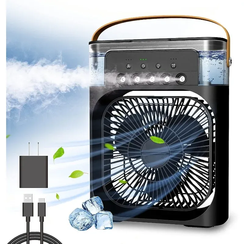 Portable USB Air Cooler Fan with 5-Hole Spray, 3 Wind Speeds & 3 Spray Modes - Mini Evaporative Air Conditioner for Personal Cooling showcase 1
