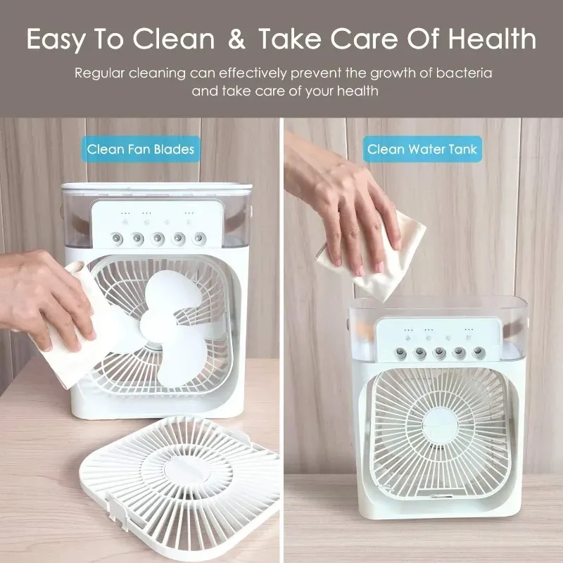 Portable USB Air Cooler Fan with 5-Hole Spray, 3 Wind Speeds & 3 Spray Modes - Mini Evaporative Air Conditioner for Personal Cooling showcase 5