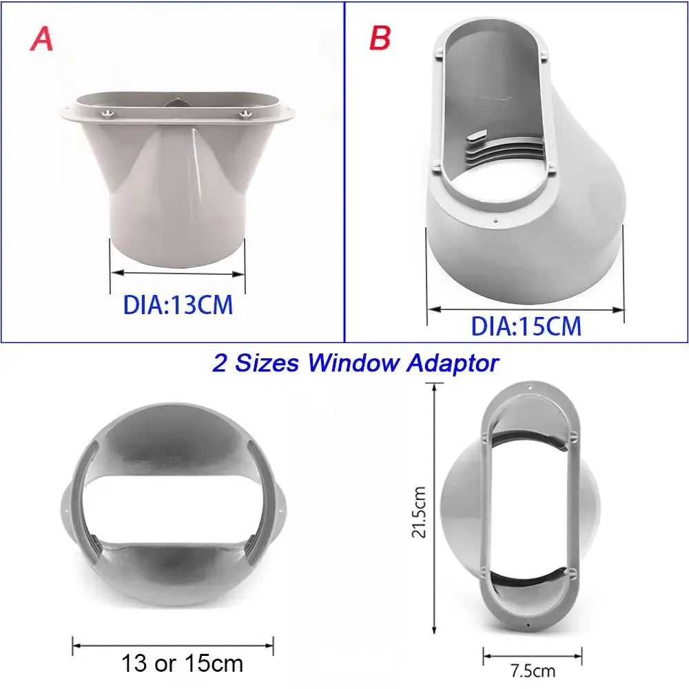 Portable Air Conditioner Window Vent Kit - Adjustable Slide Seal Plate & Exhaust Hose Adaptor for Easy Installation, Universal Fit for 15cm/13cm Hoses thumbnail 6