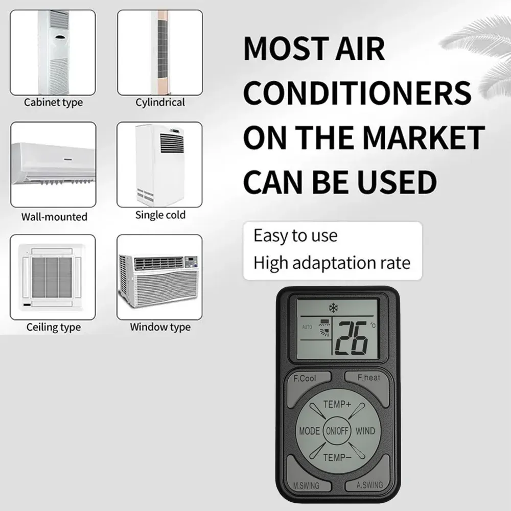 MRSVI Q58 Universal Air Conditioner Remote Control - Mini Portable Design, 8-10m Range, Compatible with Major Brands, Easy Setup for Home Use thumbnail 2