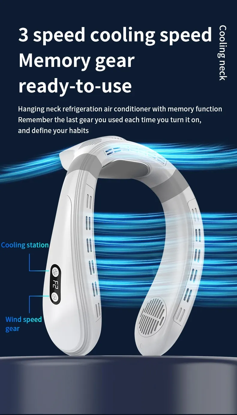 Portable Neck Fan 5200mAh Rechargeable Air Conditioner with Semiconductor Cooling - Wearable Personal Cooler for Outdoor Use, 3-Speed, Fast Cooling showcase 11