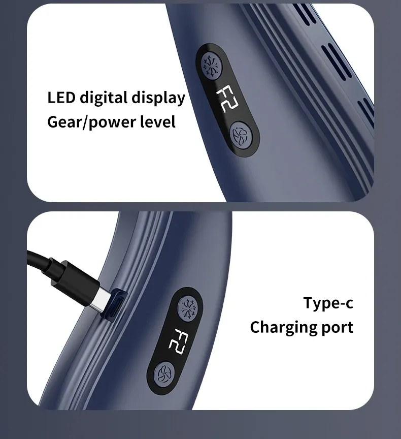 Portable Neck Fan 5200mAh Rechargeable Air Conditioner with Semiconductor Cooling - Wearable Personal Cooler for Outdoor Use, 3-Speed, Fast Cooling showcase 24