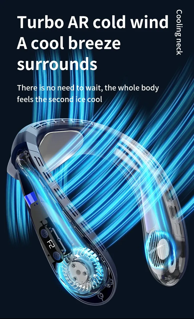 Portable Neck Fan 5200mAh Rechargeable Air Conditioner with Semiconductor Cooling - Wearable Personal Cooler for Outdoor Use, 3-Speed, Fast Cooling showcase 4